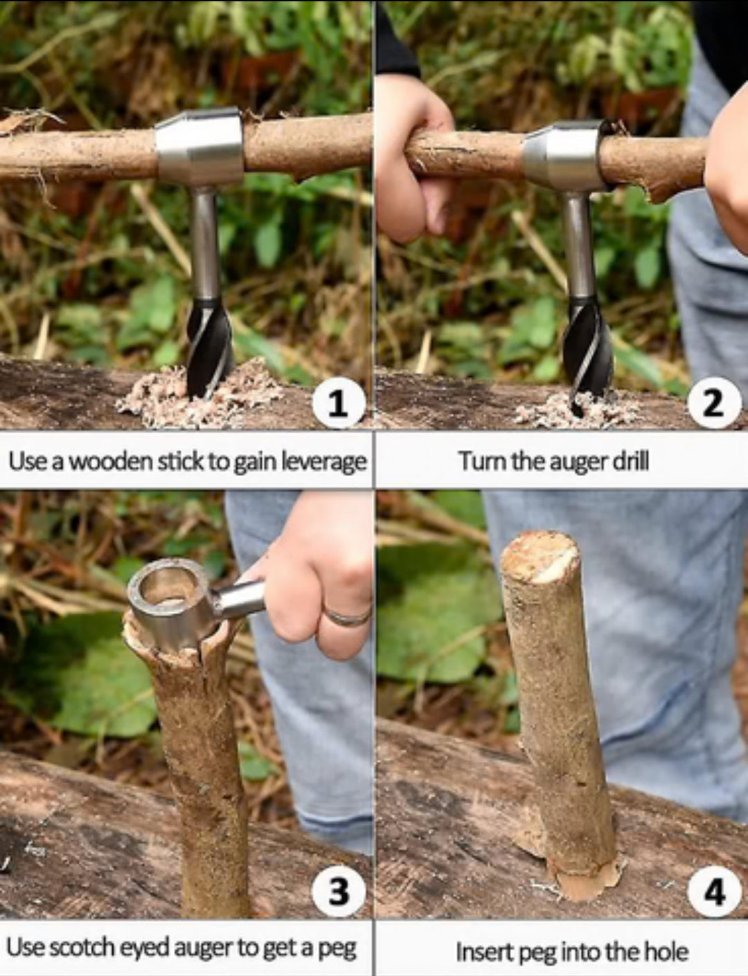 CampCrafter™ Auger Drill - Leather Sheath Included