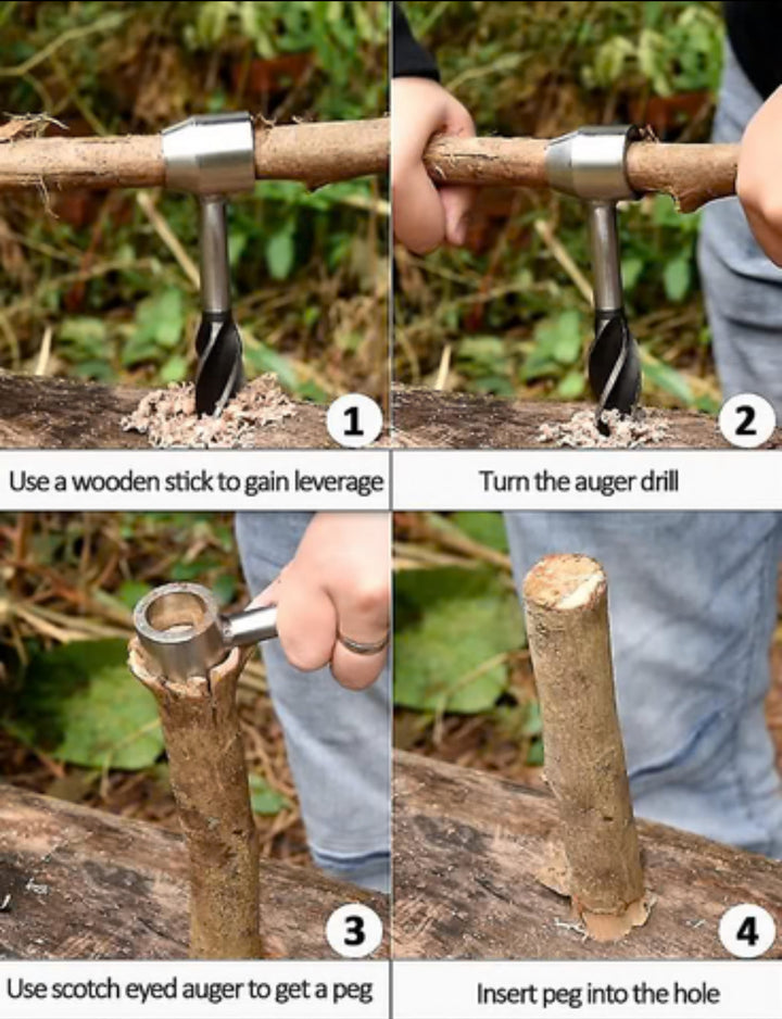 CampCrafter™ Auger Drill - Leather Sheath Included