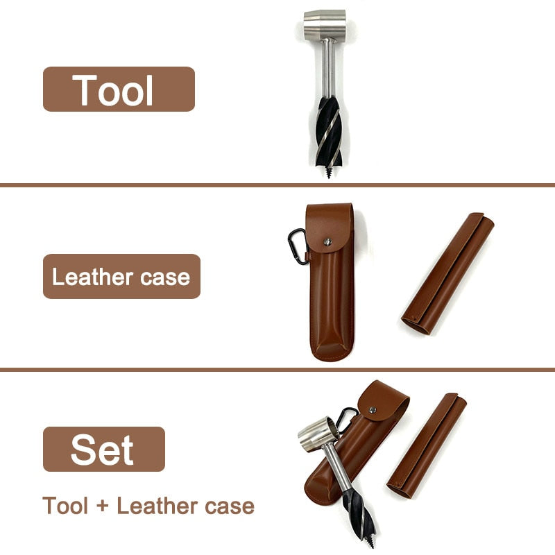 CampCrafter™ Auger Drill - Leather Sheath Included