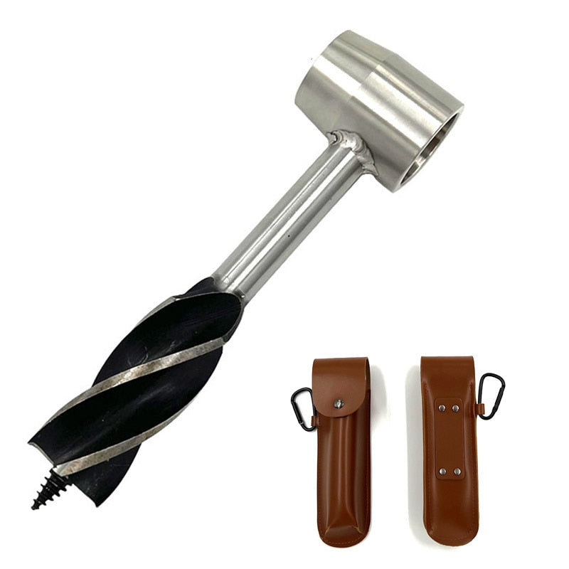 CampCrafter™ Auger Drill - Leather Sheath Included